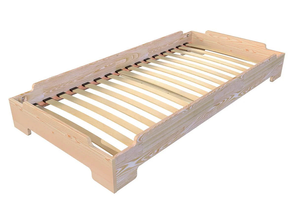 Lit Empilable 80x200 - 1 place en Bois Massif, Brut (sans vernis)