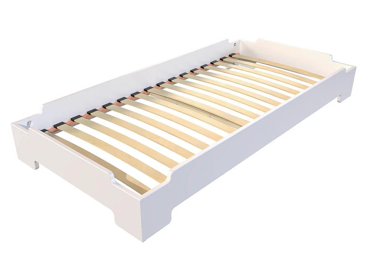 Lit Empilable 80x190 - 1 place en Bois Massif, Blanc