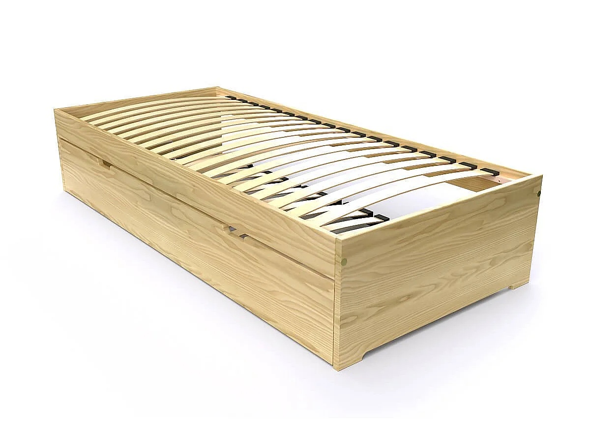 Lit gigogne 80x190 Malo pin massif, Miel