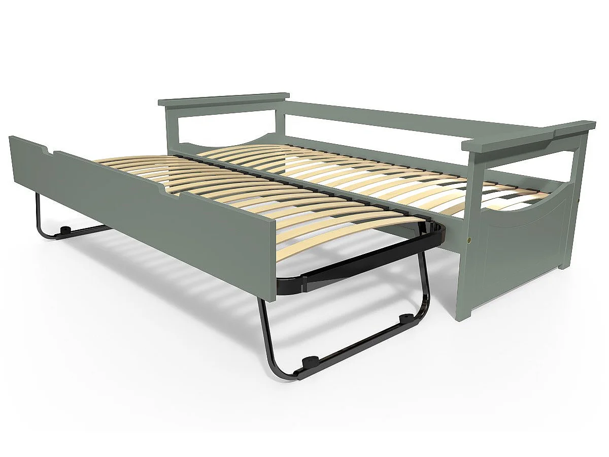 Lit Gigogne 90x190 Topaze Pin massif, Gris