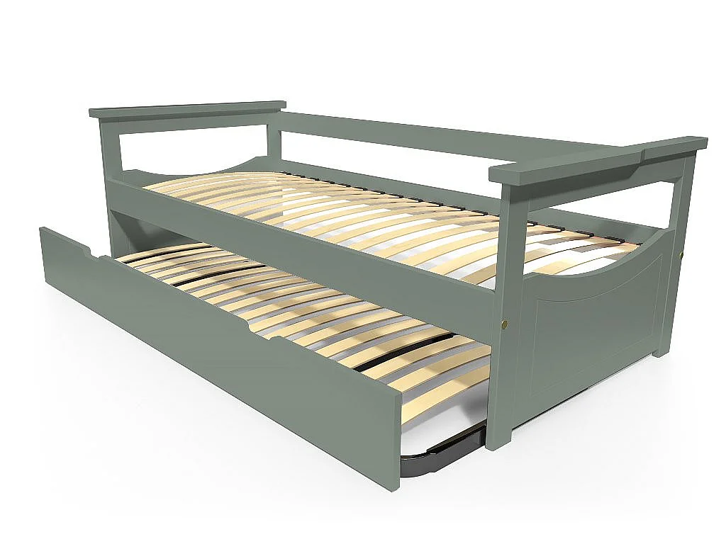 Lit Gigogne 90x190 Topaze Pin massif, Gris