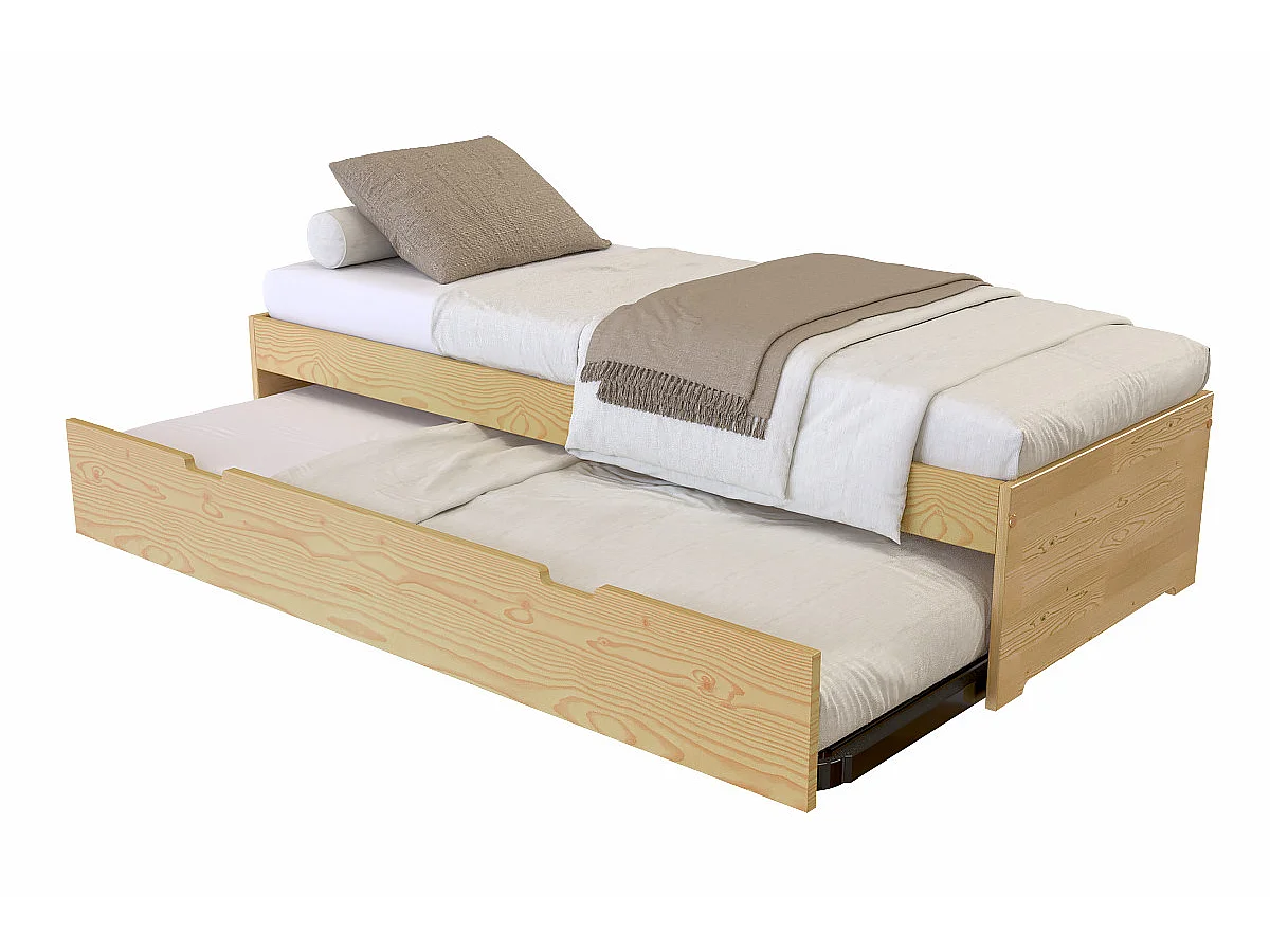 Lit gigogne 70x190 Malo pin massif, Miel