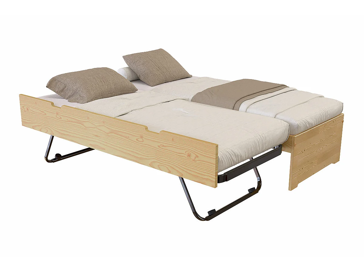 Lit gigogne 70x190 Malo pin massif, Miel