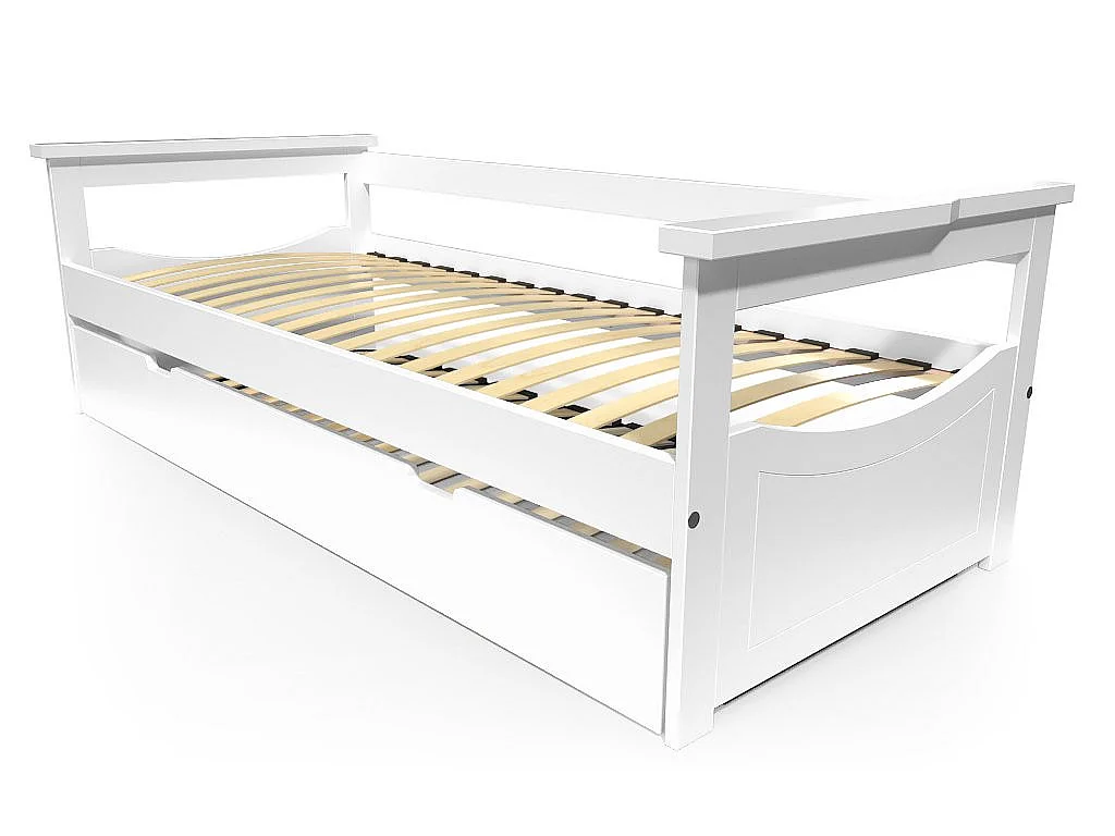 Lit Gigogne 90x190 Topaze Pin massif, Blanc