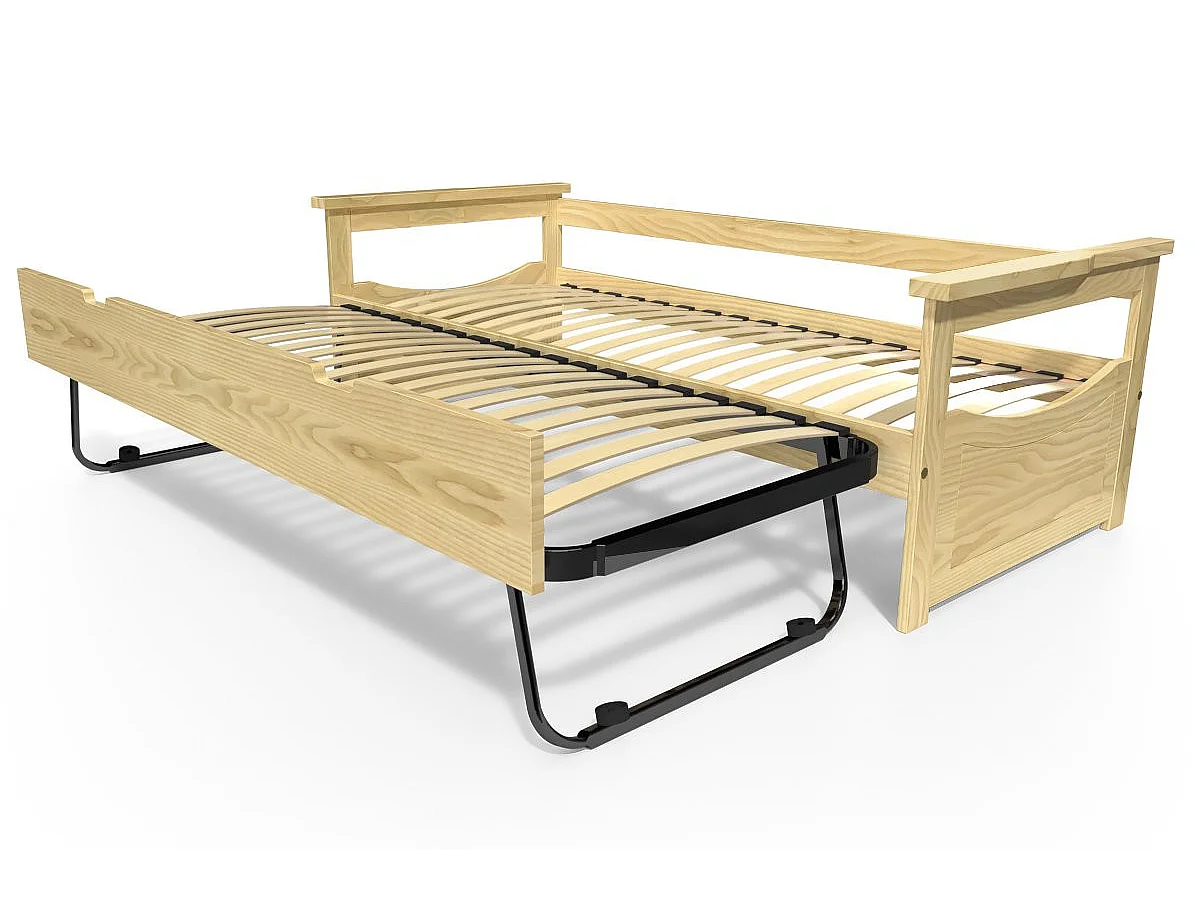 Lit Gigogne 90x200 Topaze Pin massif, Miel