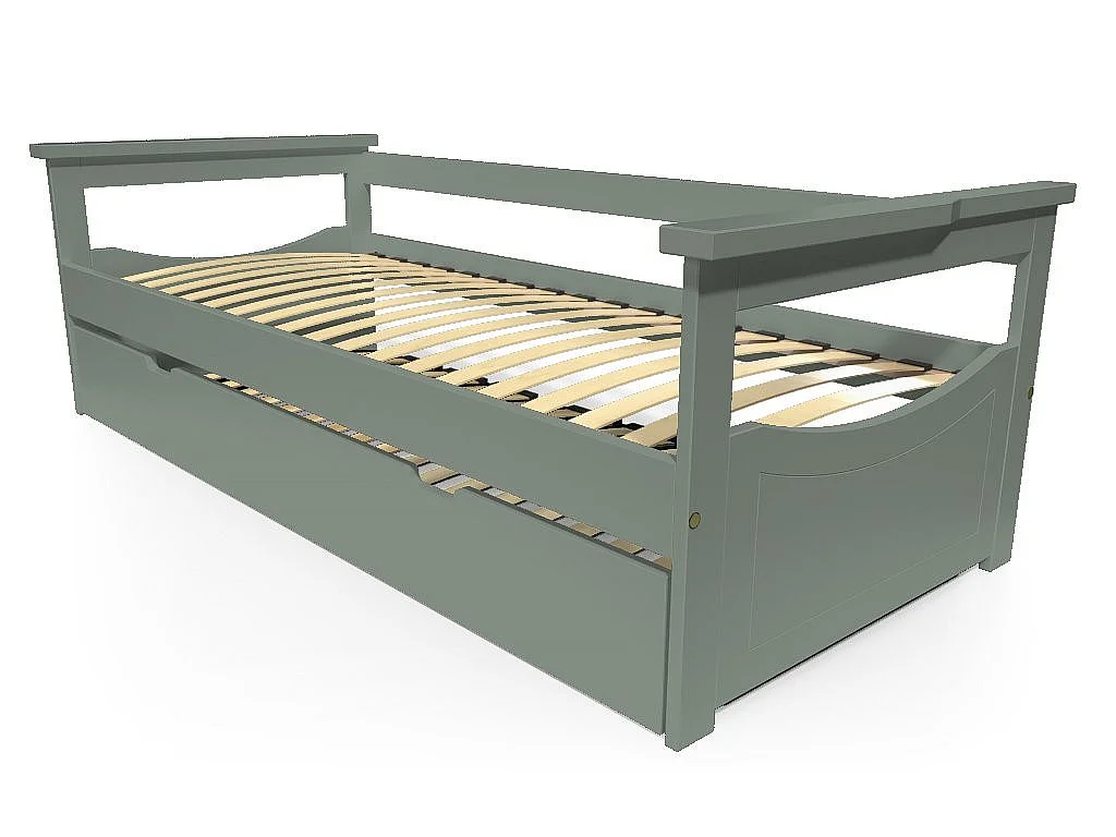 Lit Gigogne 90x200 Topaze Pin massif, Gris