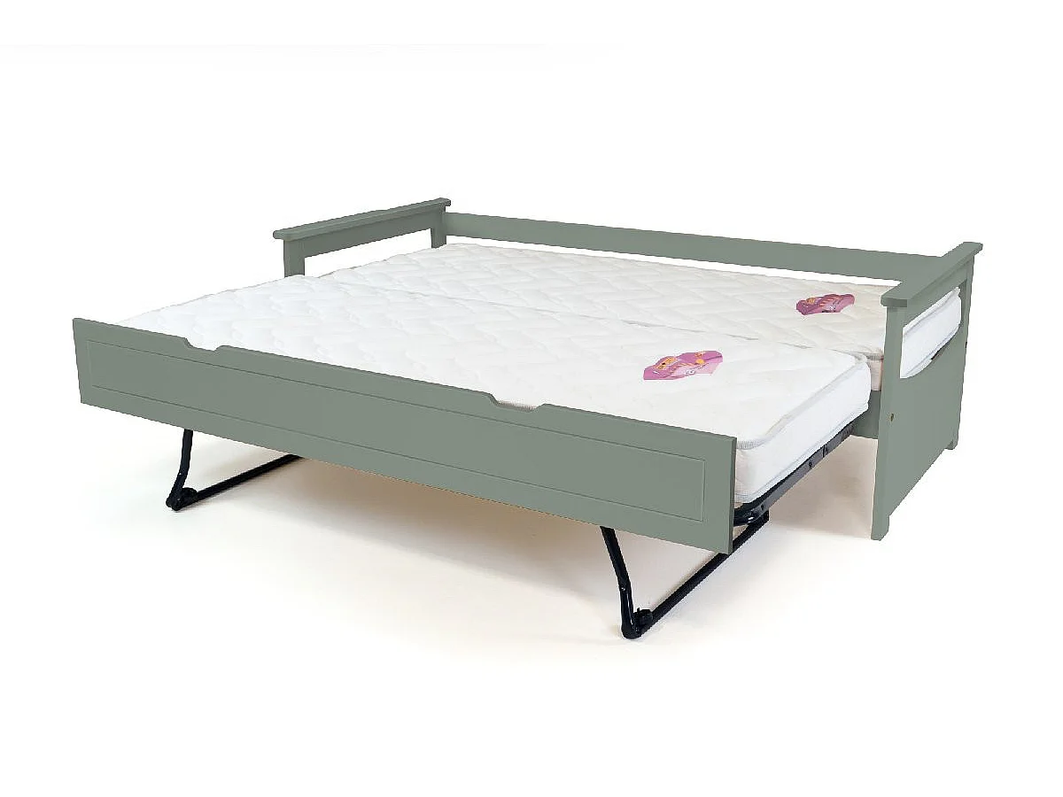 Lit Gigogne 90x200 Topaze Pin massif, Gris