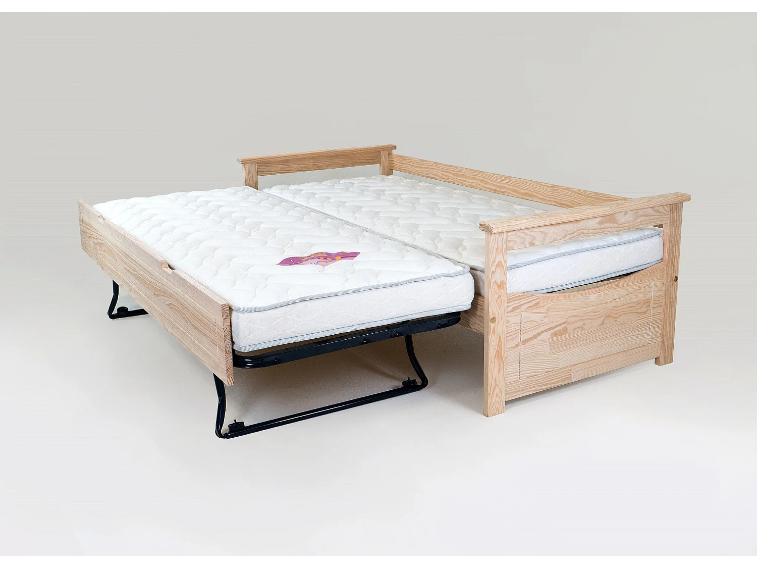 Lit Gigogne 90x200 Topaze Pin massif, Vernis Naturel