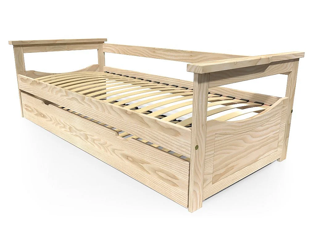 Lit Gigogne 90x200 Topaze Pin massif, Brut (sans vernis)