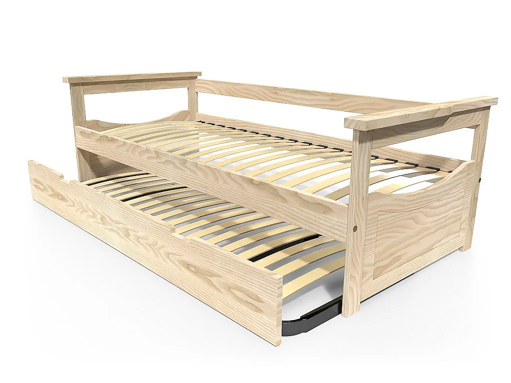 Lit Gigogne 90x200 Topaze Pin massif, Brut (sans vernis)