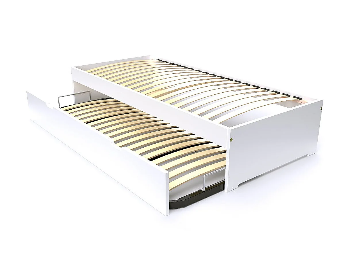 Lit gigogne 80x200 Malo pin massif, Blanc