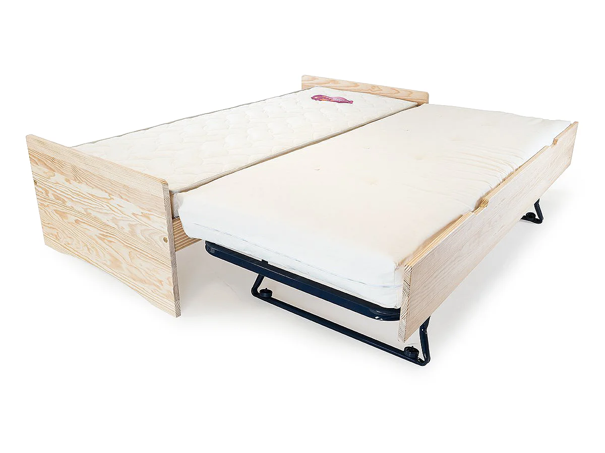 Uitschuifbed 80x190 ABC massief grenenhout, Onbehandeld (zonder vernis)