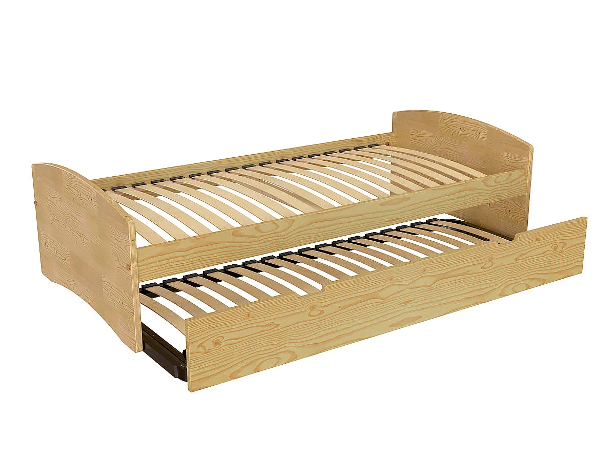 Lit gigogne 80x190 Happy pin massif, Miel
