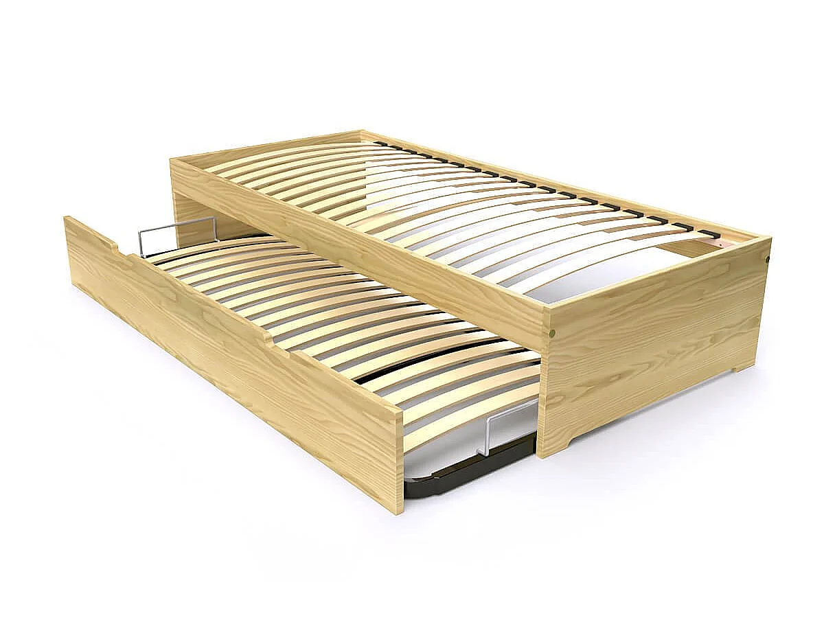 Lit gigogne 80x200 Malo pin massif, Miel