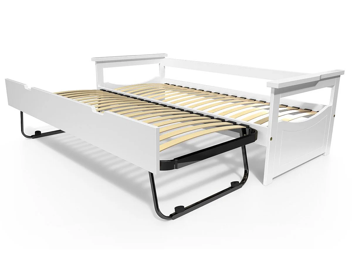 Lit Gigogne 80x200 Topaze Pin massif, Blanc