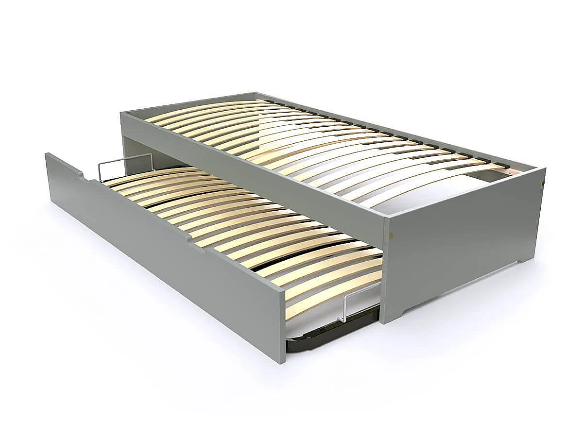Lit gigogne 90x200 Malo pin massif, Gris