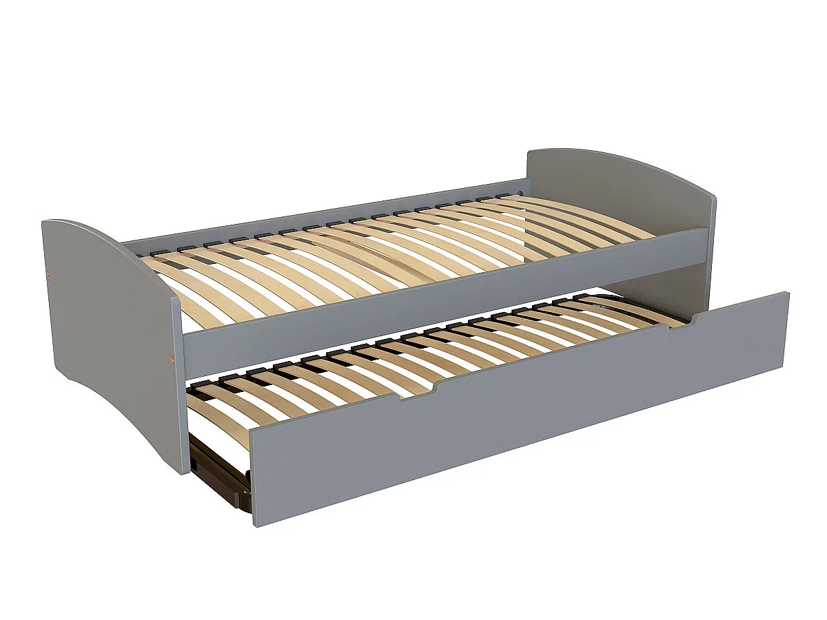 Lit gigogne 90x190 Happy pin massif, Gris