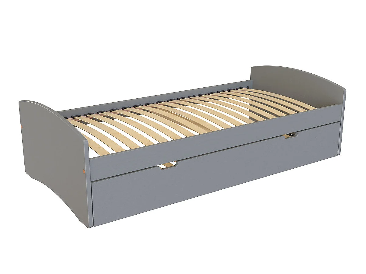 Lit gigogne 90x190 Happy pin massif, Gris