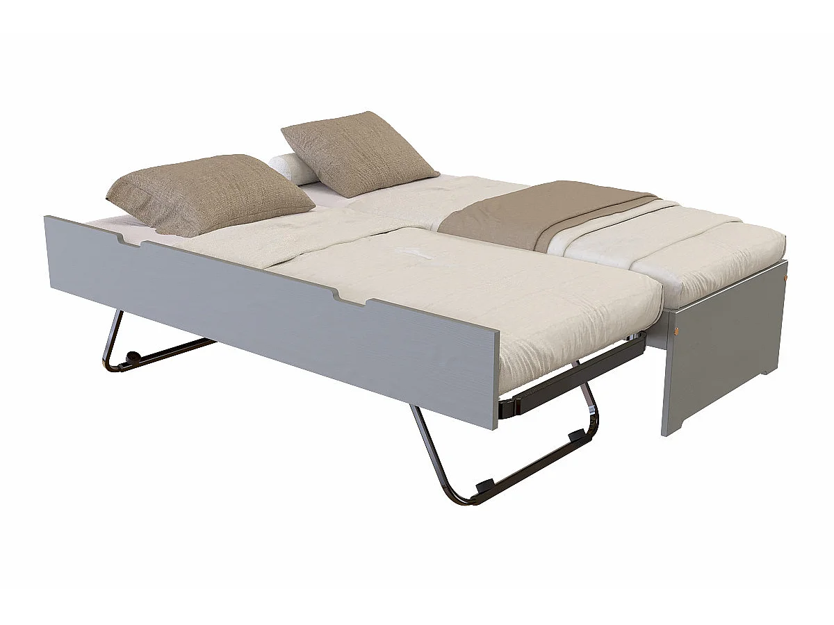 Lit gigogne 70x190 Malo pin massif, Gris