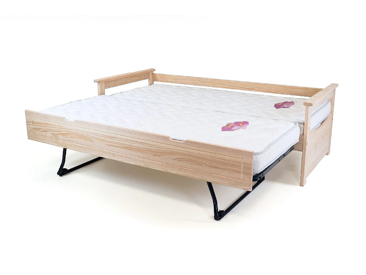 Lit Gigogne 90x190 Topaze Pin massif, Brut (sans vernis)