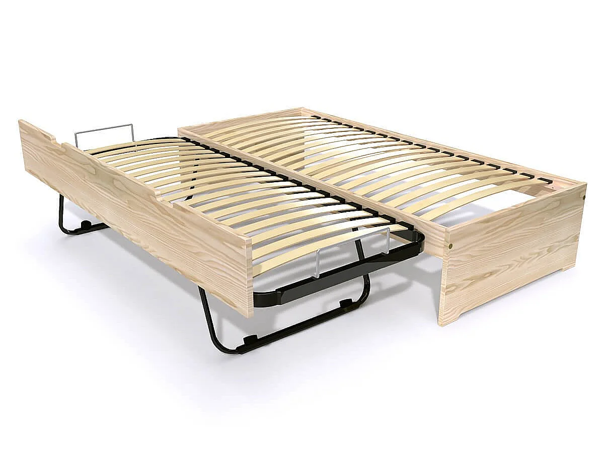 Lit gigogne 80x200 Malo pin massif, Brut (sans vernis)