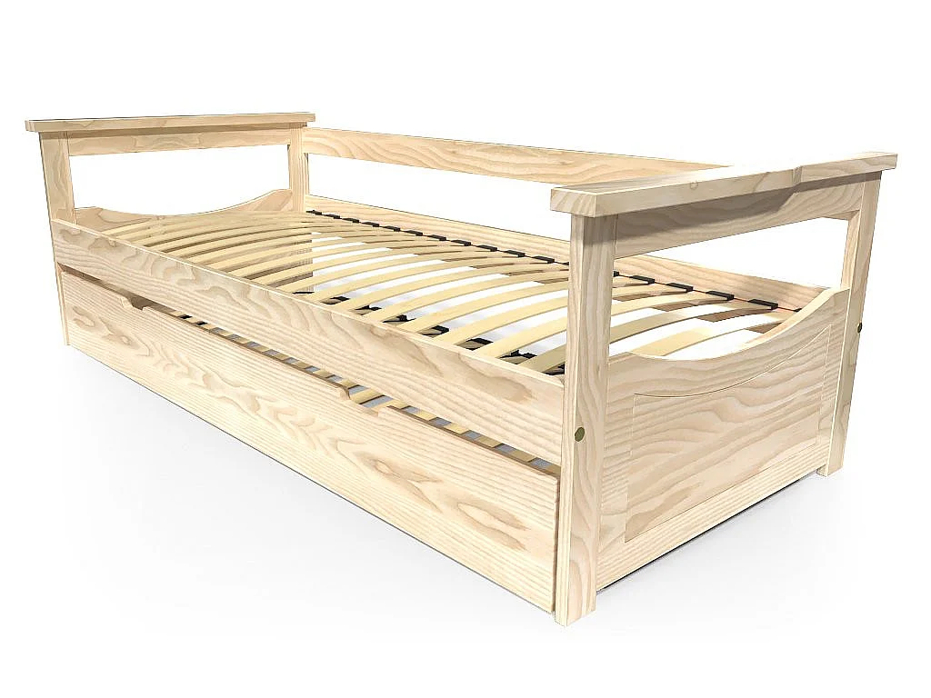 Lit Gigogne 80x200 Topaze Pin massif, Vernis Naturel