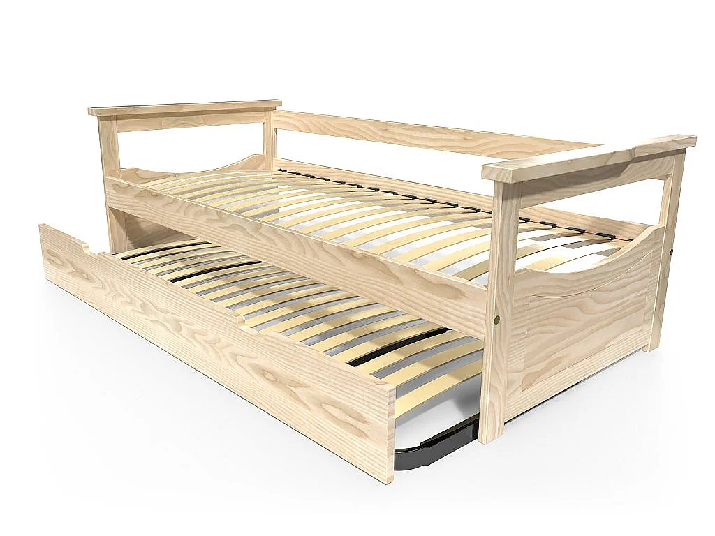 Lit Gigogne 80x200 Topaze Pin massif, Vernis Naturel