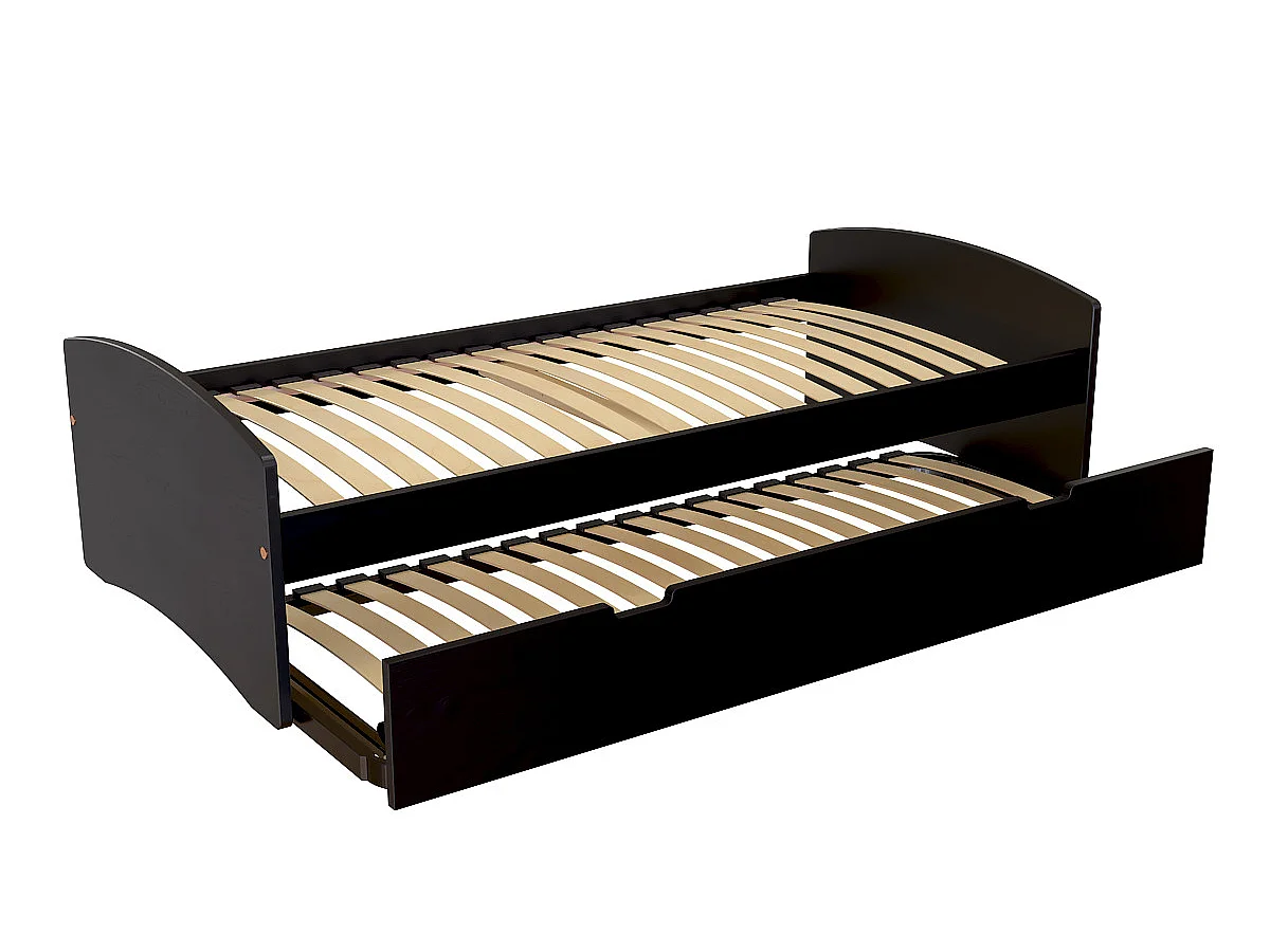 Lit gigogne 80x200 Happy pin massif, Noir