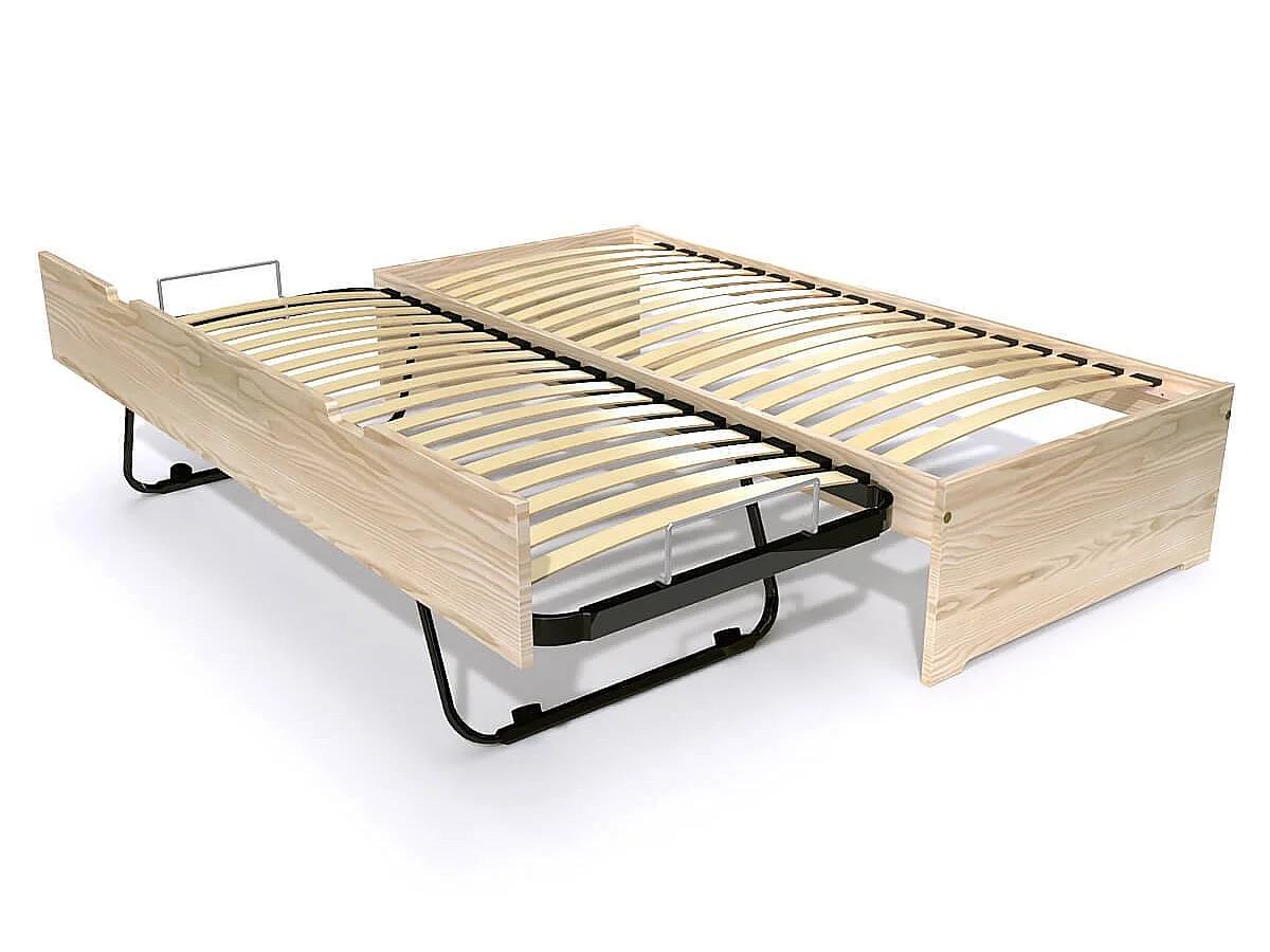 Lit gigogne 80x190 Malo pin massif, Vernis Naturel