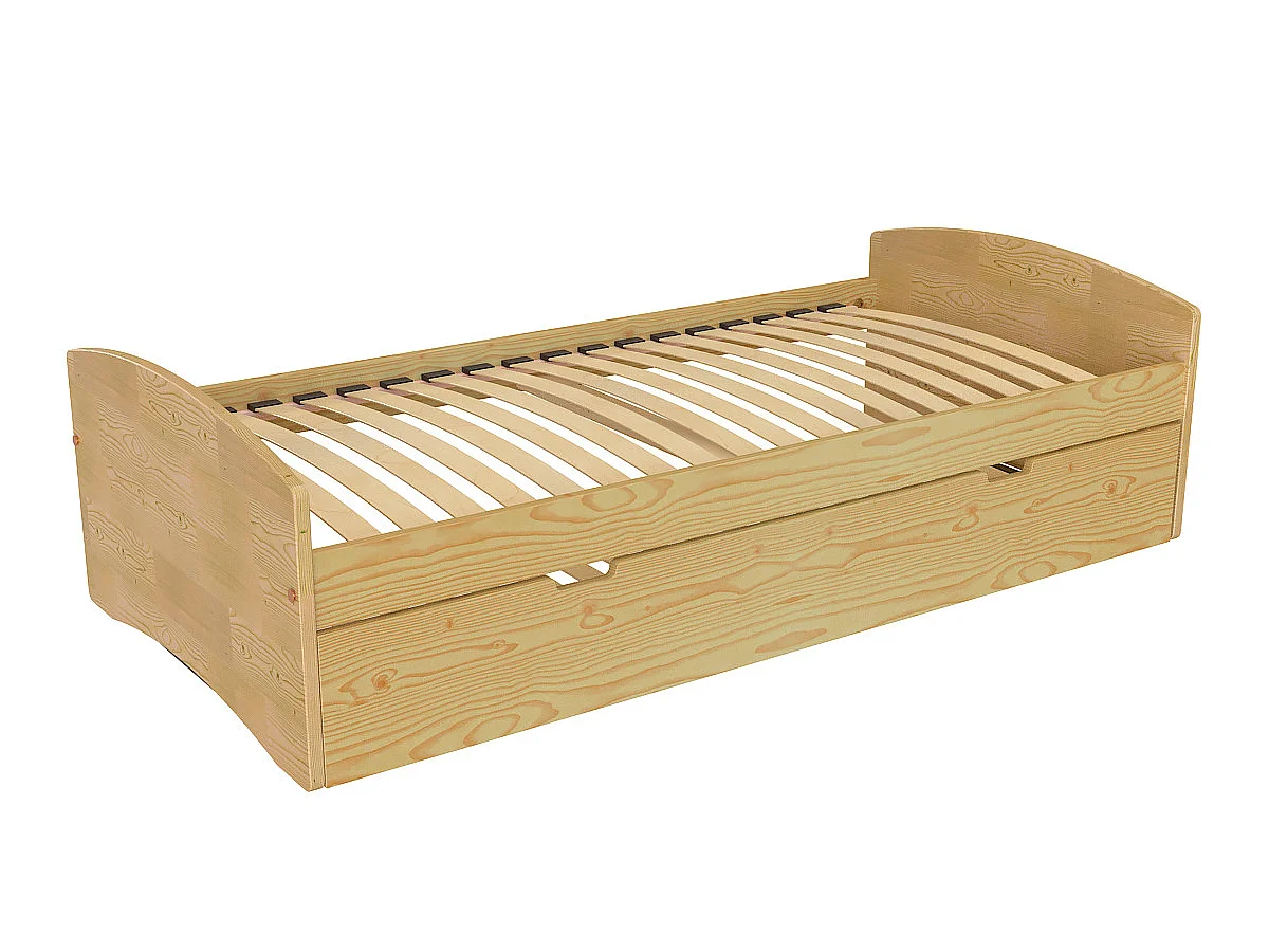 Lit gigogne 90x190 Happy pin massif, Miel