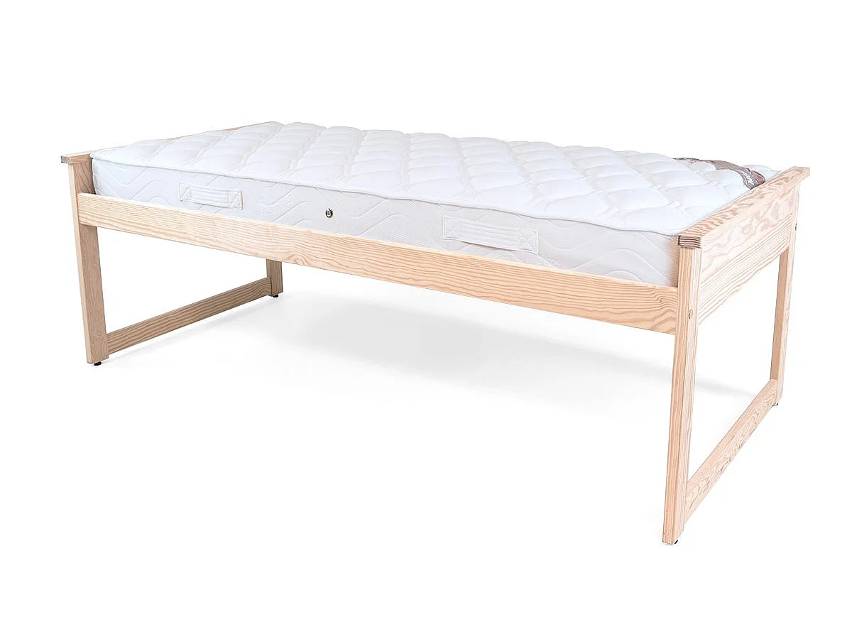 Lit Gigogne 90x200 Maxi en bois + tiroirs de rangement, Vernis Naturel