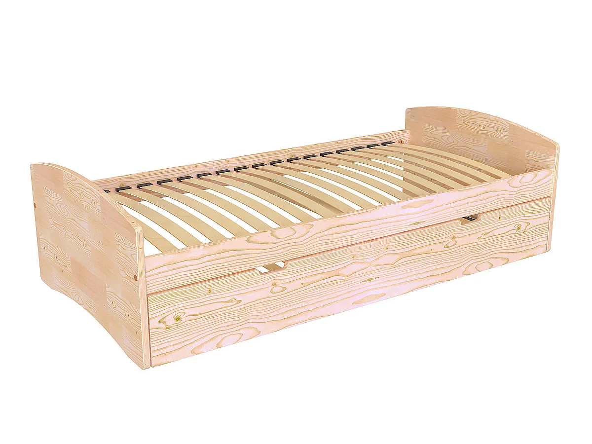 Lit gigogne 80x200 Happy pin massif, Vernis Naturel