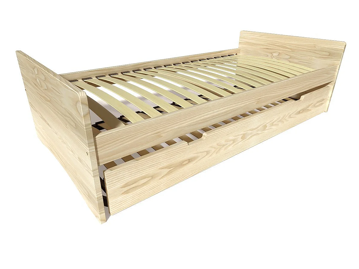 Lit gigogne 80x190 ABC pin massif, Vernis Naturel
