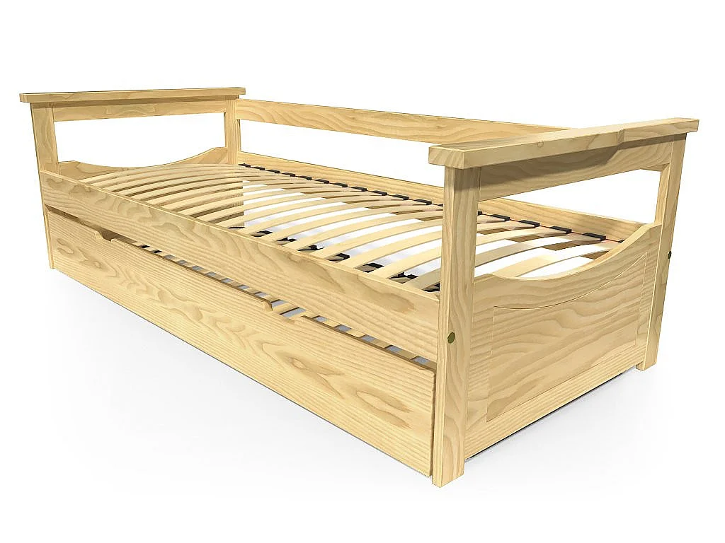 Lit Gigogne 80x190 Topaze en Pin massif, Miel