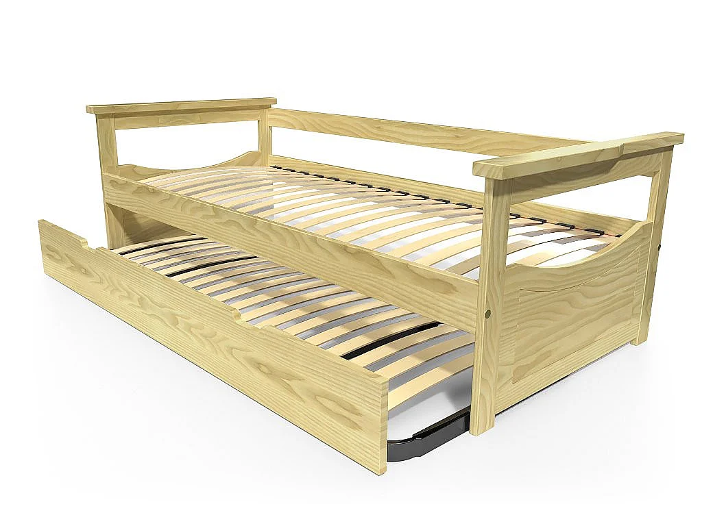 Lit Gigogne 80x190 Topaze en Pin massif, Miel