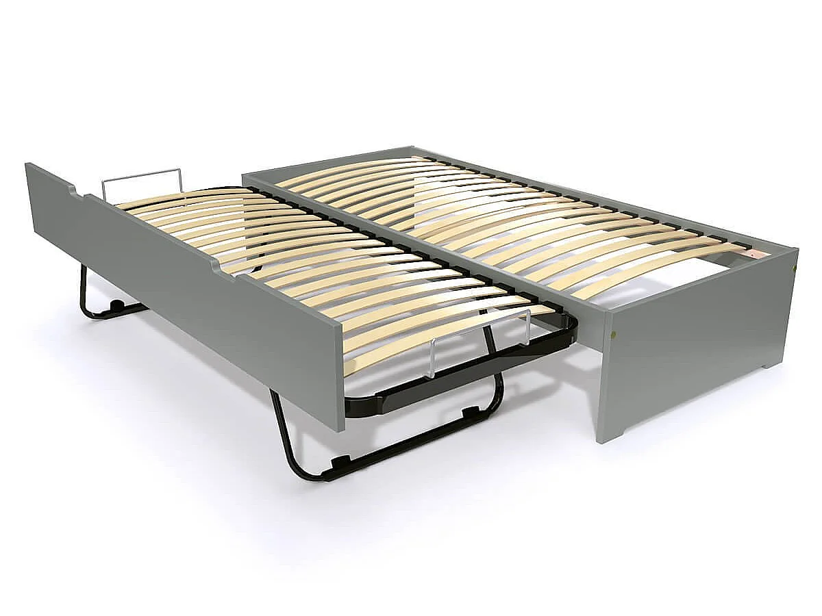 Lit gigogne 90x190 Malo pin massif, Gris