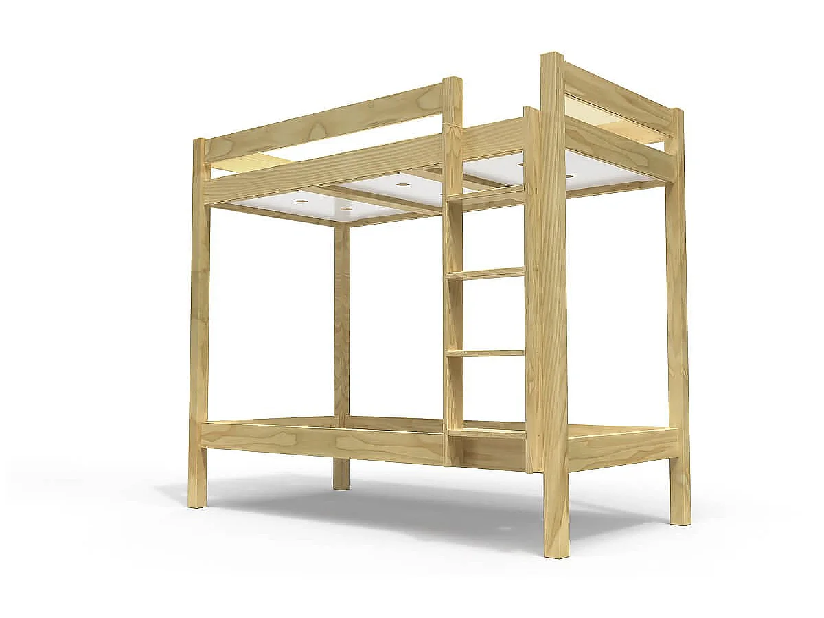 Lit superposé 2 places 90x190 échelle droite bois ABC, Miel