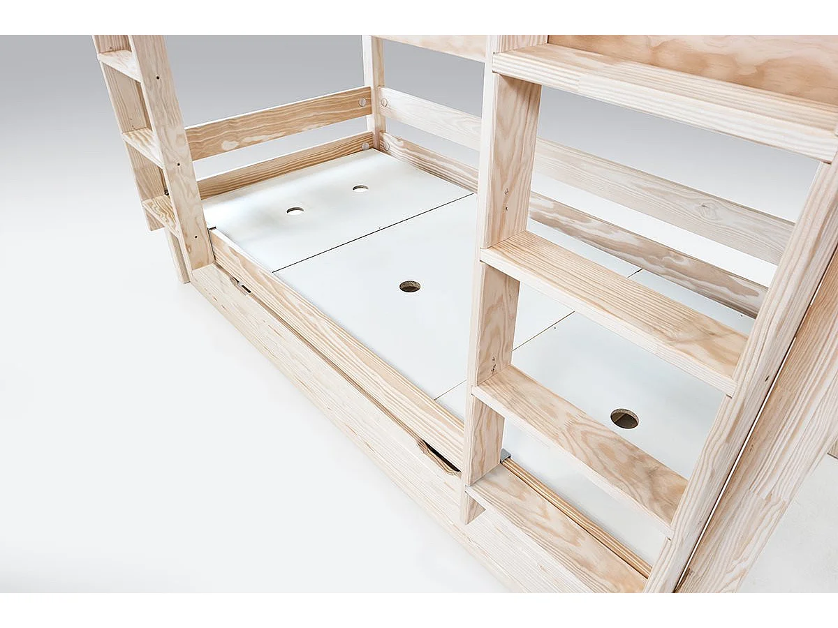 Lit superposé 4 places 90x190 en bois massif ABC, Miel