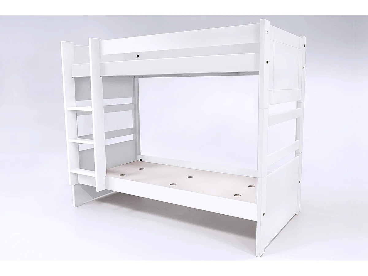 Lit superposé 2 places 90x190 séparable bois Duo, Blanc