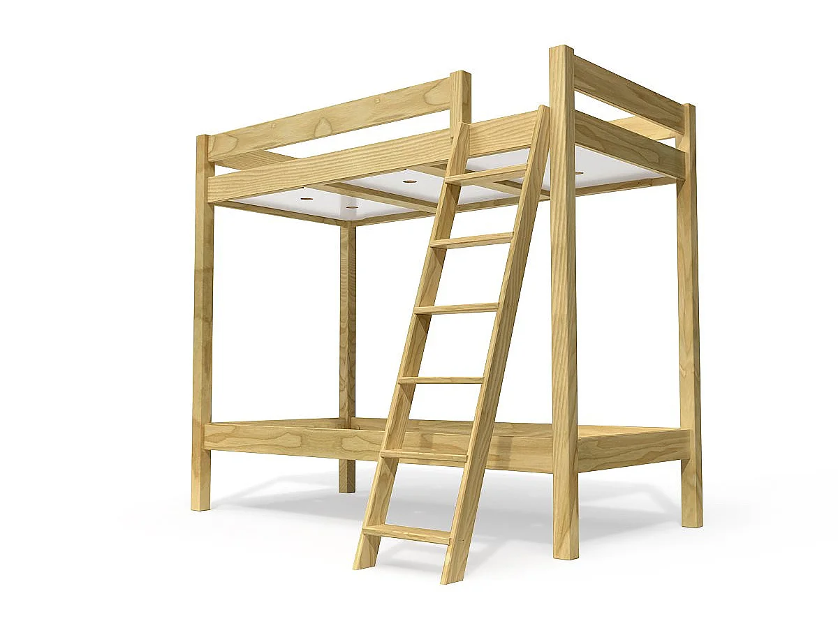 Lit superposé 2 places 90x190 échelle inclinée bois ABC, Miel