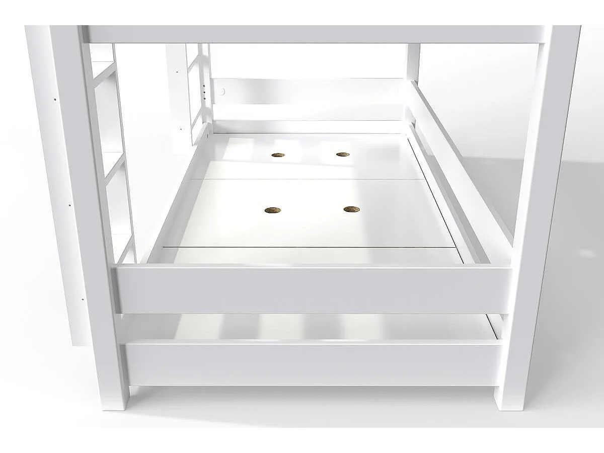 Lit superposé 3 places 90x190 en bois massif ABC, Blanc