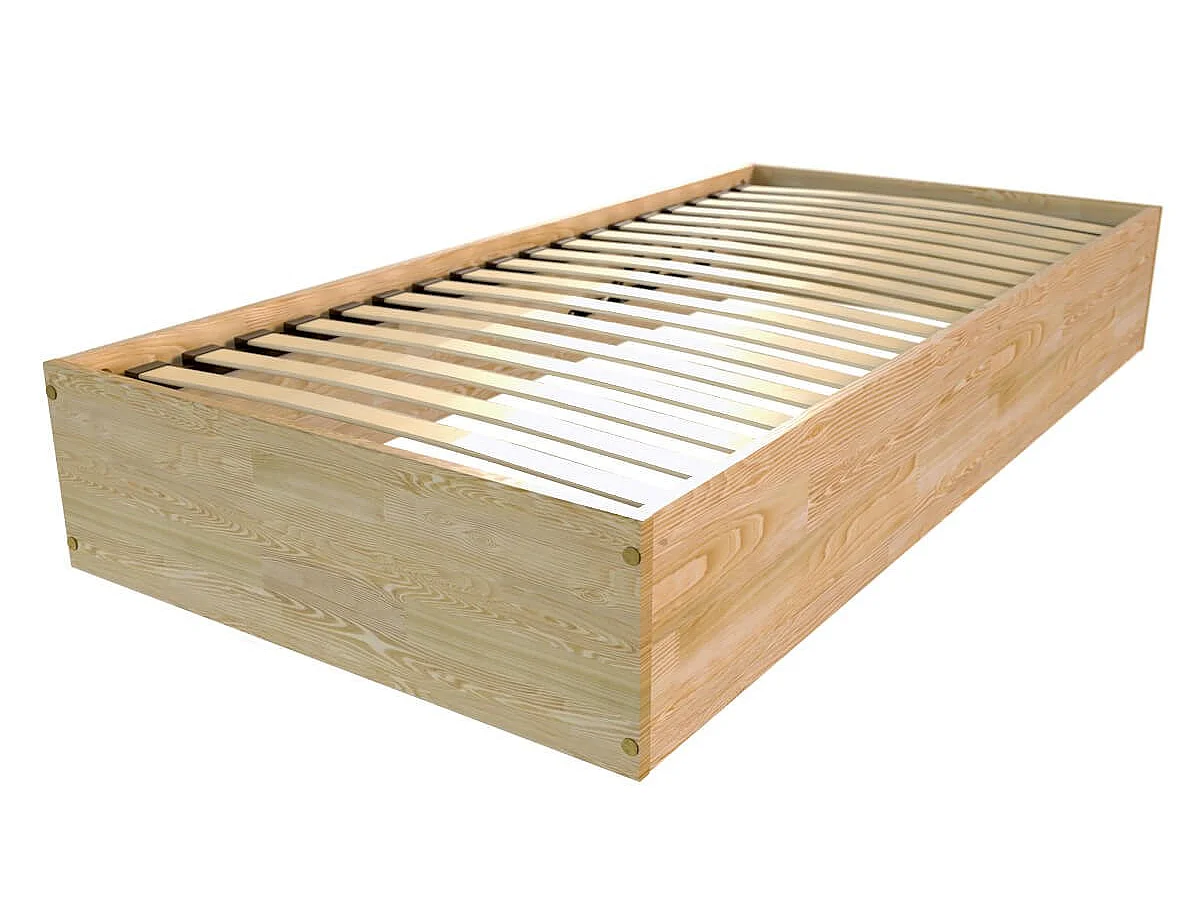 Lit coffre 90x190 - 1 place bois massif, Miel