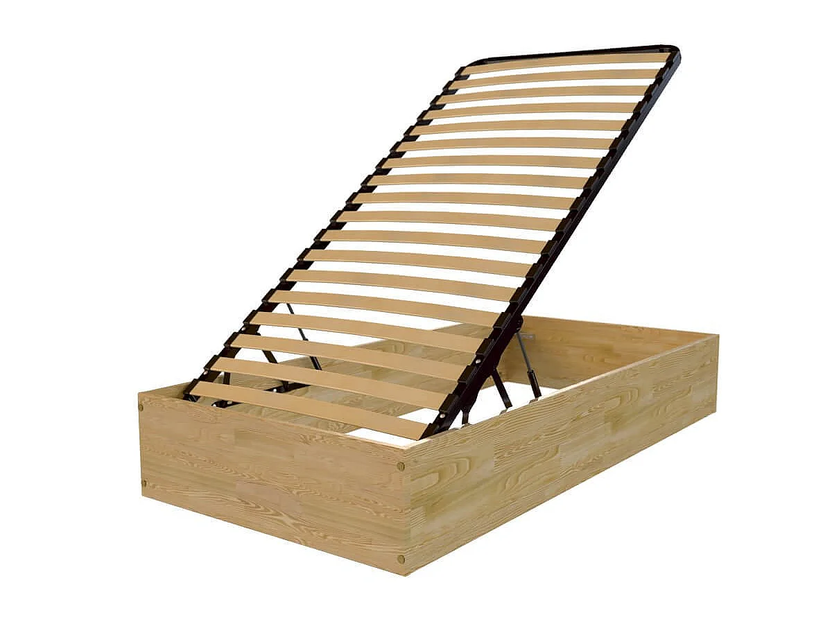 Lit coffre 90x190 - 1 place bois massif, Miel