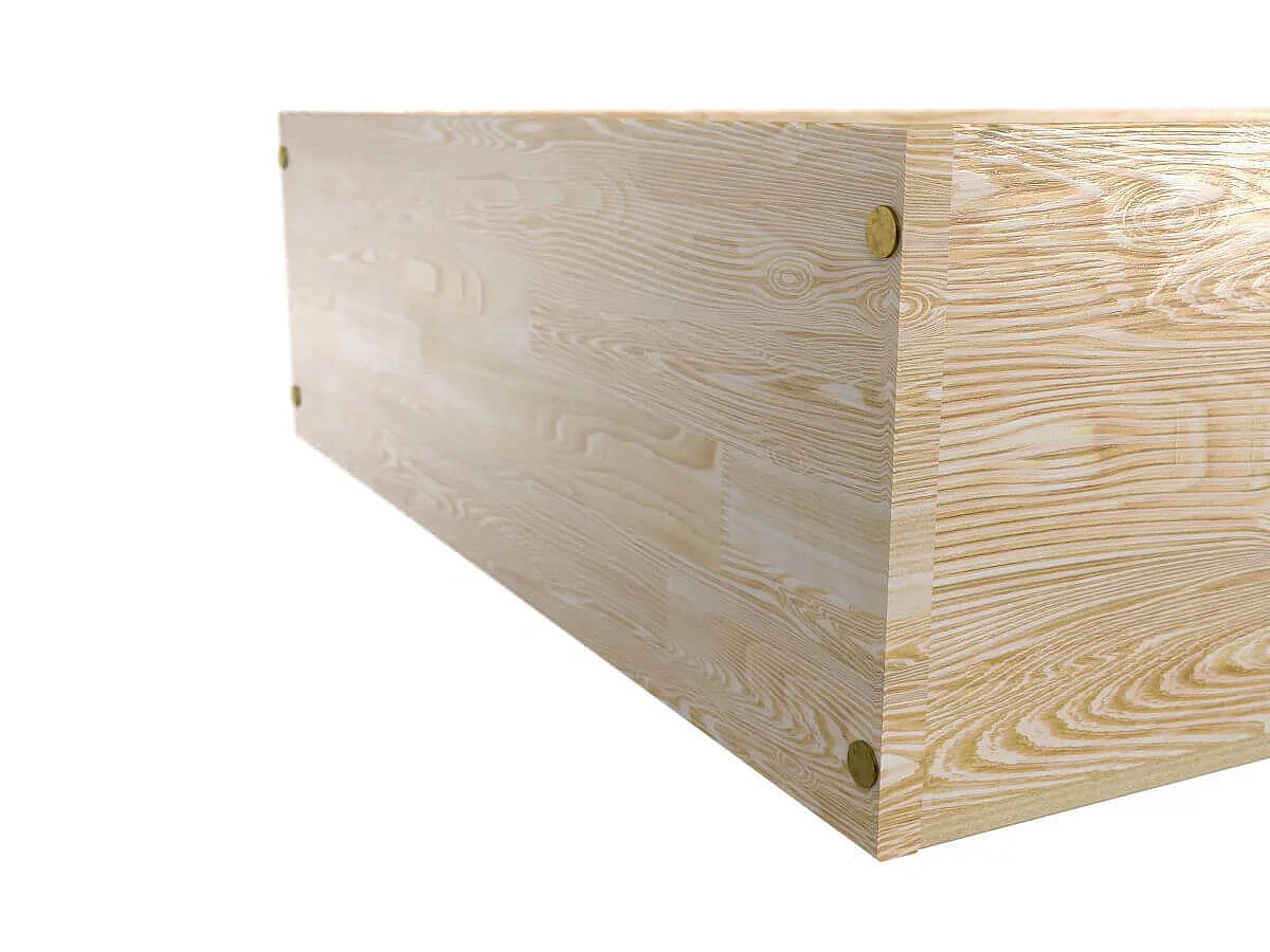 Lit coffre 90x190 - 1 place bois massif, Vernis Naturel