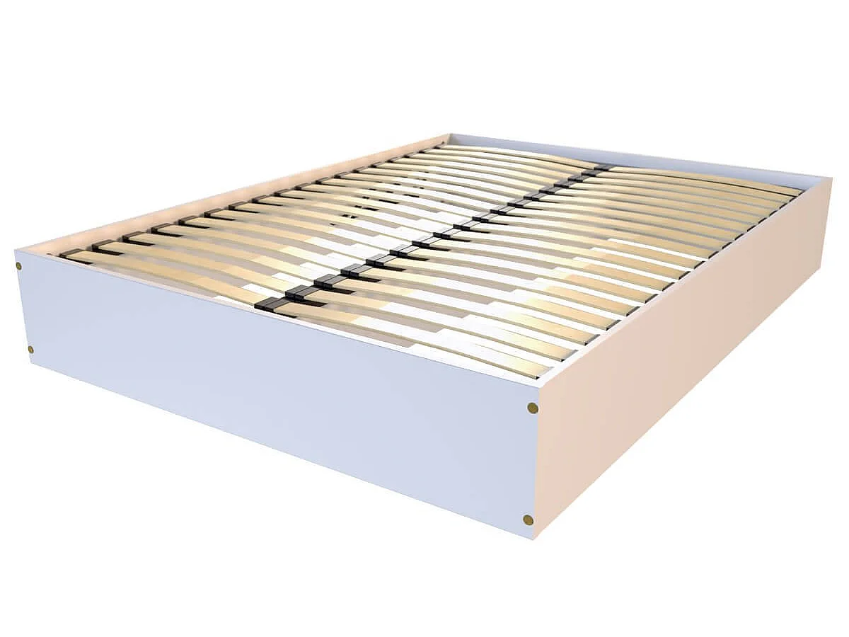 Lit coffre 2 places bois massif robuste - 140x190, Blanc