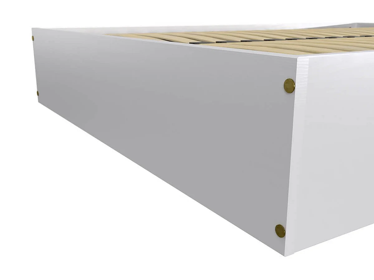 Lit coffre 2 places bois massif robuste - 140x190, Blanc