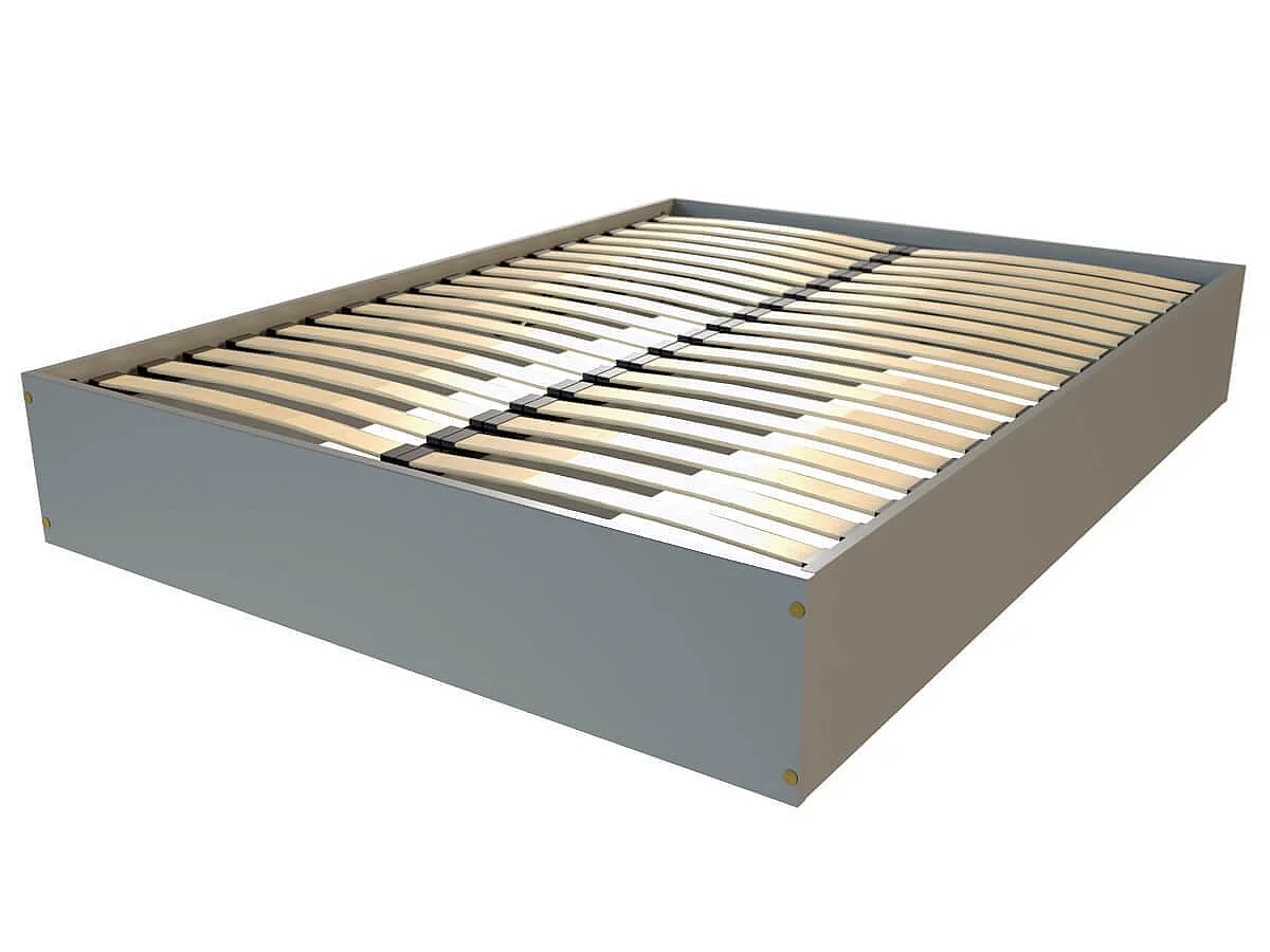 Lit coffre 2 places bois massif robuste - 140x190, Gris