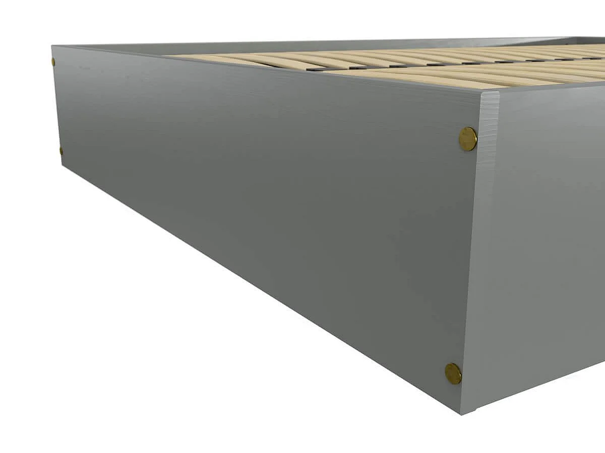 Lit coffre 2 places bois massif robuste - 140x190, Gris