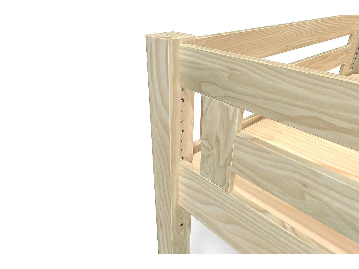 Letto a soppalco adulti legno 140x200 Alpage regolabile in altezza + scala a cubo, Vernice Naturale