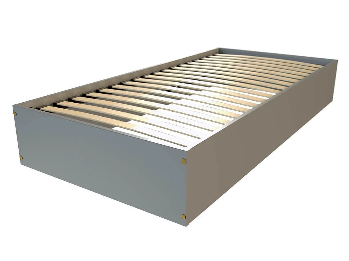 Lit coffre 90x190 - 1 place bois massif, Gris